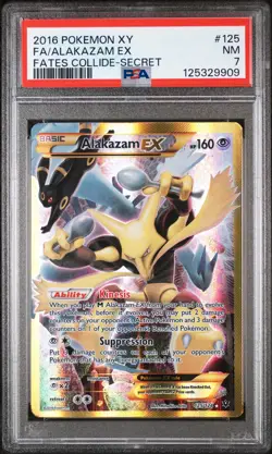 2016 POKEMON XY FATES COLLIDE SECRET #125 FULL ART/ALAKAZAM EX PSA 7 - Image 1