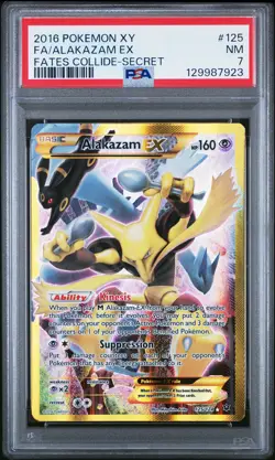 2016 POKEMON XY FATES COLLIDE SECRET #125 FULL ART/ALAKAZAM EX PSA 7 - Image 1