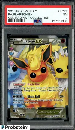 2016 Pokemon TCG XY Gen Radiant Collection #RC28 Flareon Ex FA PSA 7 NM - Image 1