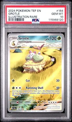 2024 Pokemon TEF EN Grotle PSA 10 GEM ILLUSTRATION RARE FULL ART 164/162 - Image 1
