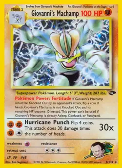Giovanni's Machamp - 6/132 - Pokemon Gym Challenge Unlimited Holo Rare Card HP - Image 1