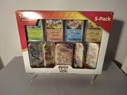 Pokemon TCG 151 Scarlet Violet Costco 5-Pack Mini Tin Booster Bundle New damaged - Image 1