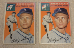 LOT of 2 BOBBY SHANTZ 1954 TOPPS BASEBALL CARDS #21 ORIGINAL FAIR/GOOD CONDITION - Image 1