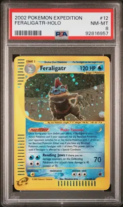 2002 Pokemon Expedition Feraligatr Holo with Swirl 12/165 PSA 8 NM-MT - Image 1