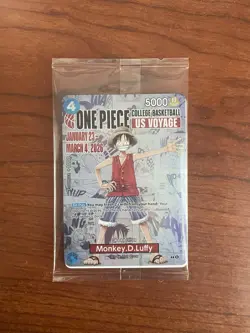 One Piece Monkey.D.Luffy College Basketball US Voyage Promo Card Luffy Rutgers - Image 1