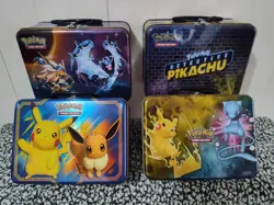 Pokemon Tin Pales With Pokemon Cards Lot Of 4 - Image 1