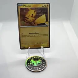 2026 Pikachu 051/162 Card with 30th Anniversary Stamp with 2026 Pokemon Day Coin - Image 1
