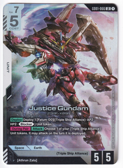 Gundam Card Game GD01-066 Justice Gundam LR - Pack Fresh English NM/M - Image 2