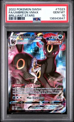 2022 POKEMON SWORD & SHIELD BRILLIANT STARS #TG23 FULL ART/UMBREON VMAX PSA 10 - Image 1