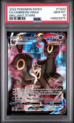 2022 POKEMON SWORD & SHIELD BRILLIANT STARS #TG23 FULL ART/UMBREON VMAX PSA 10 - Image 1