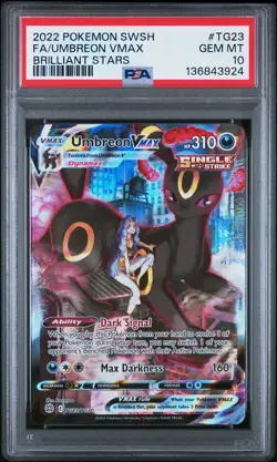 2022 POKEMON SWORD & SHIELD BRILLIANT STARS #TG23 FULL ART/UMBREON VMAX PSA 10 - Image 1