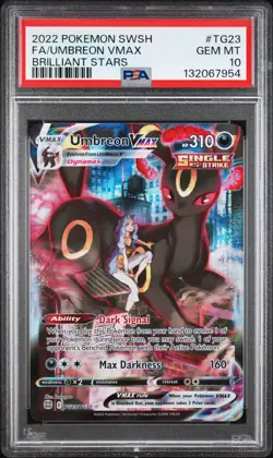 2022 POKEMON SWORD & SHIELD BRILLIANT STARS #TG23 FULL ART/UMBREON VMAX PSA 10 - Image 1