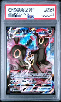 2022 POKEMON SWORD & SHIELD BRILLIANT STARS #TG23 FULL ART/UMBREON VMAX PSA 10 - Image 1