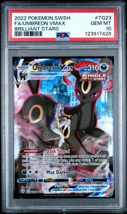 2022 POKEMON SWORD & SHIELD BRILLIANT STARS #TG23 FULL ART/UMBREON VMAX PSA 10 - Image 1