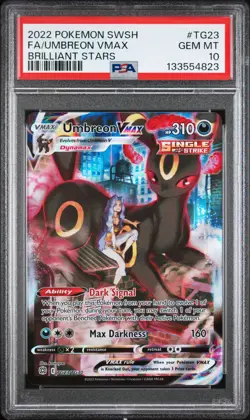 2022 POKEMON SWORD & SHIELD BRILLIANT STARS #TG23 FULL ART/UMBREON VMAX PSA 10 - Image 1