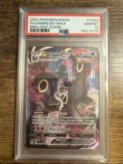 2022 POKEMON SWORD & SHIELD BRILLIANT STARS #TG23 FULL ART/UMBREON VMAX PSA 10 - Image 1