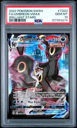 2022 POKEMON SWORD & SHIELD BRILLIANT STARS #TG23 FULL ART/UMBREON VMAX PSA 10 - Image 1
