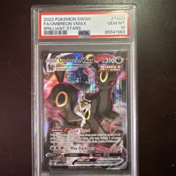 2022 POKEMON SWORD & SHIELD BRILLIANT STARS #TG23 FULL ART/UMBREON VMAX PSA 10 - Image 3
