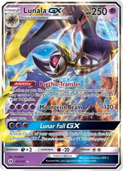 Lunala GX - 66/149 - Pokemon Sun & Moon Base Set Ultra Rare Card LP - Image 1