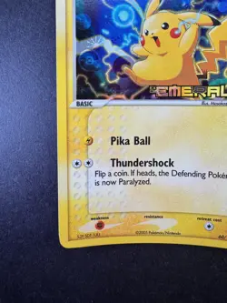 2005 POKEMON PIKACHU EX EMERALD 60/106 REVERSE FOIL STAMPED TCG - Image 4