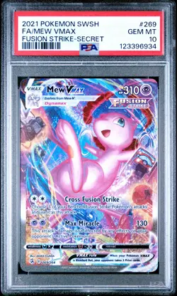 2021 Pokemon Sword & Shield Fusion Strike Mew VMAX PSA 10 #269 - Image 1