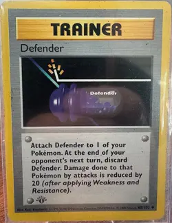 Pokemon TCG 1999 Base Set *Shadowless 1st Edition Defender 80/102 *GRAY STAMP* - Image 1