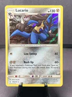 Pokemon TCG Lucario Unbroken Bonds 126/214 Holo Rare NM 2019 - Image 1