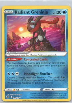 Radiant Greninja 046/189 Radiant Rare Astral Radiance Pokemon NM - Image 1