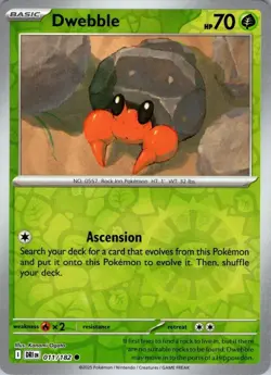Dwebble 011/182 Common Destined Rivals Pokemon Reverse Holo NM-Mint - Image 1