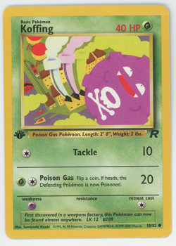 Koffing 58/82 1st Edition NM LP MP HP Common Team Rocket Pokemon Card 2000 WOTC - Image 1