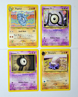 Vintage Pokemon Cards (4) *NM* - Neo Discovery - 2001: Pupitar, Unown, Omanyte - Image 1