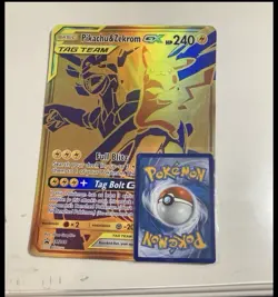 Pokemon Pikachu and Zekrom TCG Gold GX Promo Card SM248 Jumbo - Image 3