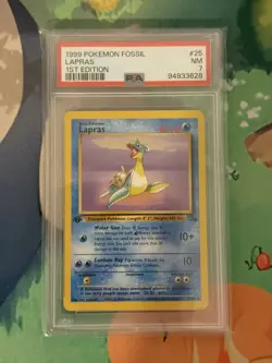 1999 Pokemon Fossil Lapras PSA 7 Near Mint First 1st Edition 25/62 Rare Card - Image 1