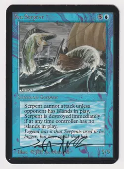 Signed Sea Serpent MP Alpha Limited Edition Artist Jeff A. Menges 1993 MTG Magic - Image 1
