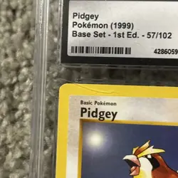 Pidgey 57/102 1st Edition Pokemon Base Set CGC 8 Mint - Image 3
