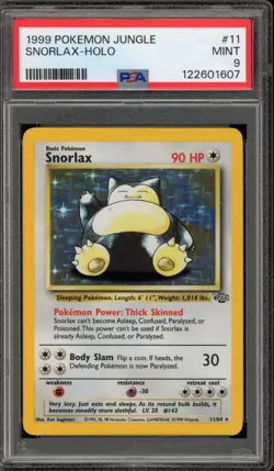 Pokemon Snorlax Jungle Unlimited Holo Rare #11 PSA 9 Mint - Image 1