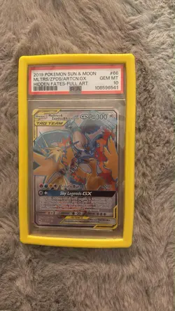 Pokemon 2019 Sun Moon Hidden Fates Moltres Zapdos Articuno GX #66/68 psa 10 - Image 1