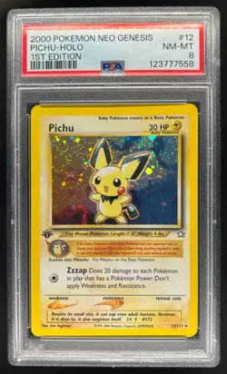 2000 Pokemon Neo Genesis 1st Edition Pichu Holo #12/111 PSA 8 - Image 1