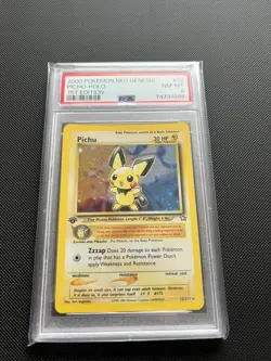 Pokemon Cards: Neo Genesis 1st Edition Rare Holo: Pichu 12/111 PSA 8 - Image 1