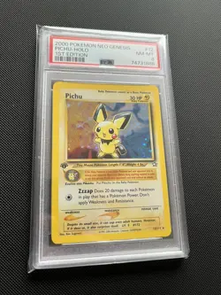 Pokemon Cards: Neo Genesis 1st Edition Rare Holo: Pichu 12/111 PSA 8 - Image 3