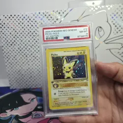 2000 Pokemon Neo Genesis Pichu 1st Edition Holo Rare 12/111 PSA 8 NM-MT - Image 1