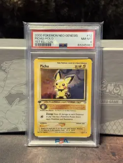 Pokemon TCG 1st Edition Pichu Holo Rare Neo Genesis 12/111 Mint PSA 8 - Image 1
