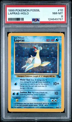 PSA 8 NM-MINT Lapras 10/62 Fossil Holo - Image 1