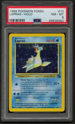 1999 POKEMON FOSSIL #10 LAPRAS-HOLO PSA 8 NM-MT - Image 1