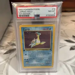 1999 Pokemon Fossil 1st Edition Lapras Holo PSA 8 NM-MT 10/62 - Image 1