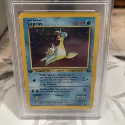 1999 Pokemon Fossil 1st Edition Lapras Holo PSA 8 NM-MT 10/62 - Image 2