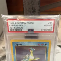 1999 Pokemon Fossil 1st Edition Lapras Holo PSA 8 NM-MT 10/62 - Image 3