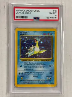 1999 POKEMON FOSSIL LAPRAS HOLO #10/62 PSA 8 NM-MT - Image 1