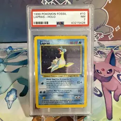 Pokemon Card Lapras 10/62 PSA 7 Fossil Holo Rare 1999 - Image 1