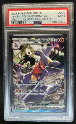 2025 Pokemon SV Destined Rivals DRI EN Cynthia's Garchomp ex #232/182 PSA 9 - Image 1